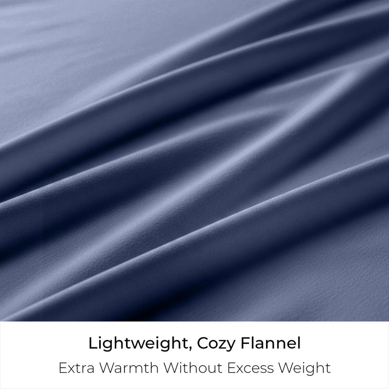 Mellanni Cotton Flannel Sheet Set - Double Brushed for Added Softness & Comfort - Deep Pocket Fitted Sheet up to 16" - 4 Piece Set (Full, Blue) - Image 5
